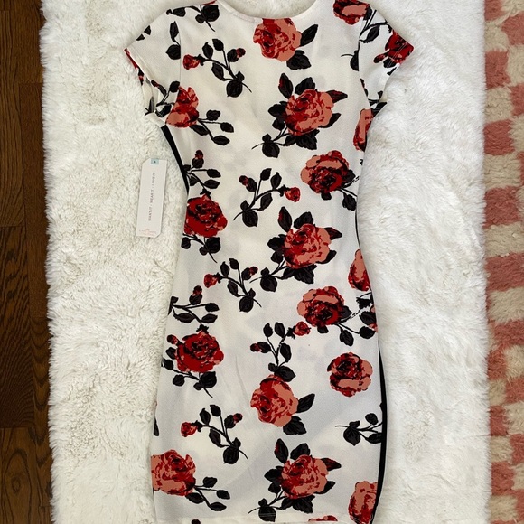 NWT Floral Print Wrap Asymmetrical Hem Mini Dress | Almost Famous Macy’s Bodycon - Picture 12 of 13